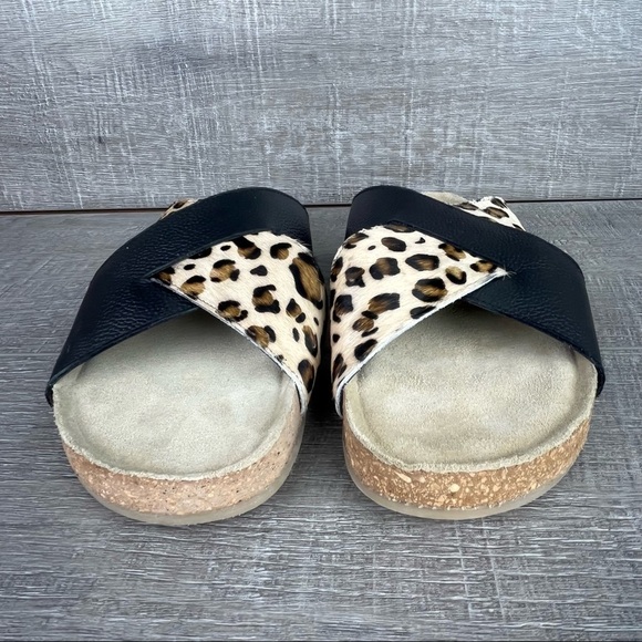 NIB Max & Drew sz 8 Amy sandals black leather leopard calfhair - Picture 6 of 10